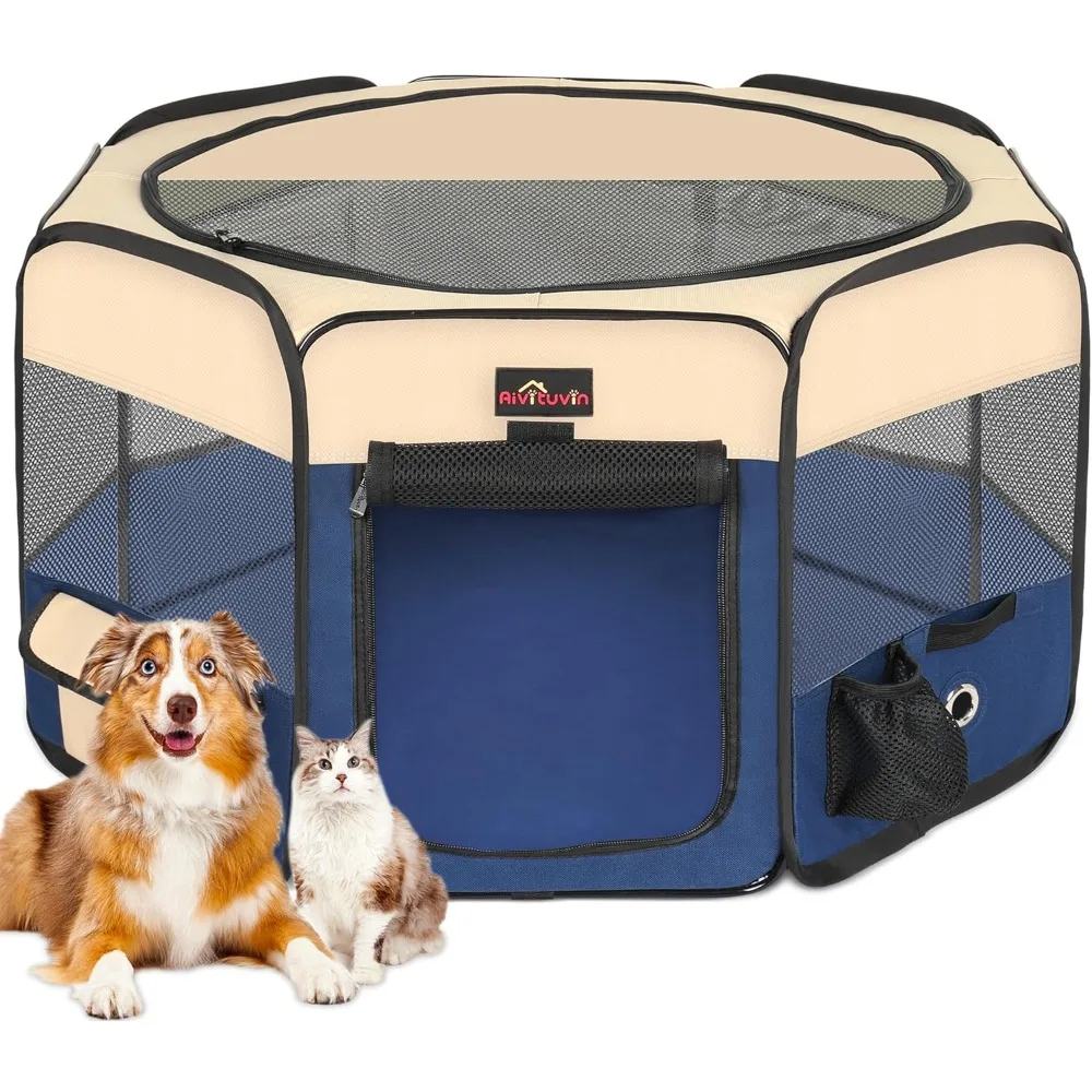 

Dog Playpen, Cat Playpen - Foldable Pet Playpen with Carrying Case, Portable Pet Tent for Indoor/Outdoor Use | Water Resistant |