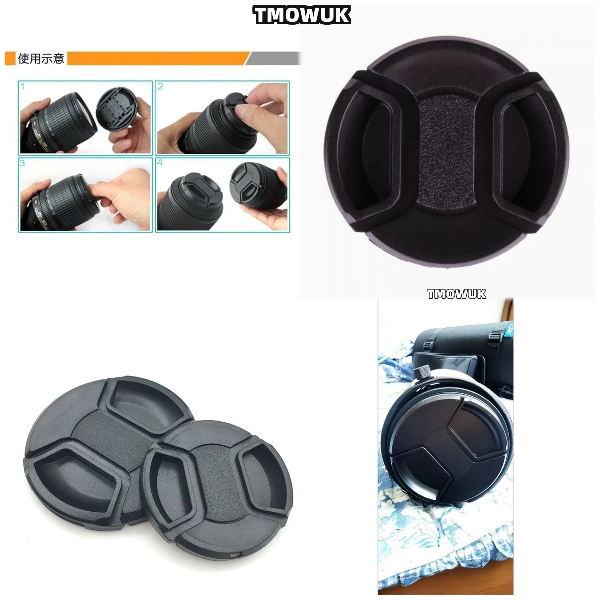 

For FUJIFILM X-S10 X-T200 X-T60 X-Pro4 X-H2 X-A5 X-T3 X-E3 X-M6 X-T10 Camera Lens Cap Protective Cover Center Pinch Snap-on 49mm