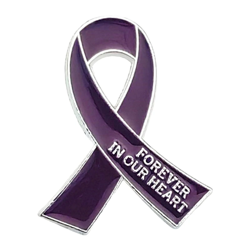 F42F Domestic Violence Awareness Brooch Ribbon Shaped Enamel Pin Stylish Costume Decorations Elegant Accessory for Outfits