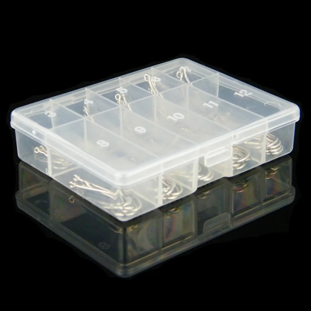 Caja de anzuelos mango largo pesca agua dulce kit metal