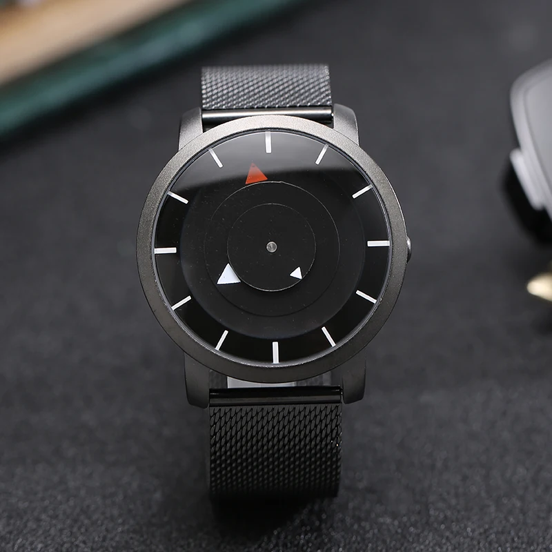 Clock Casual Unique Fashion Watch Men Women Simple Turnable Quartz Wrist Watch Classical Stainless Steel Band Watches