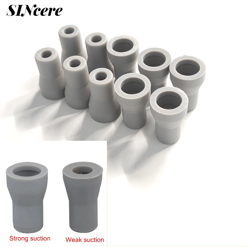 

10 Pcs Dental Saliva Ejector Strong Weak Suction Rubber Snap Tip Adapter Replacement Dental Unit Parts