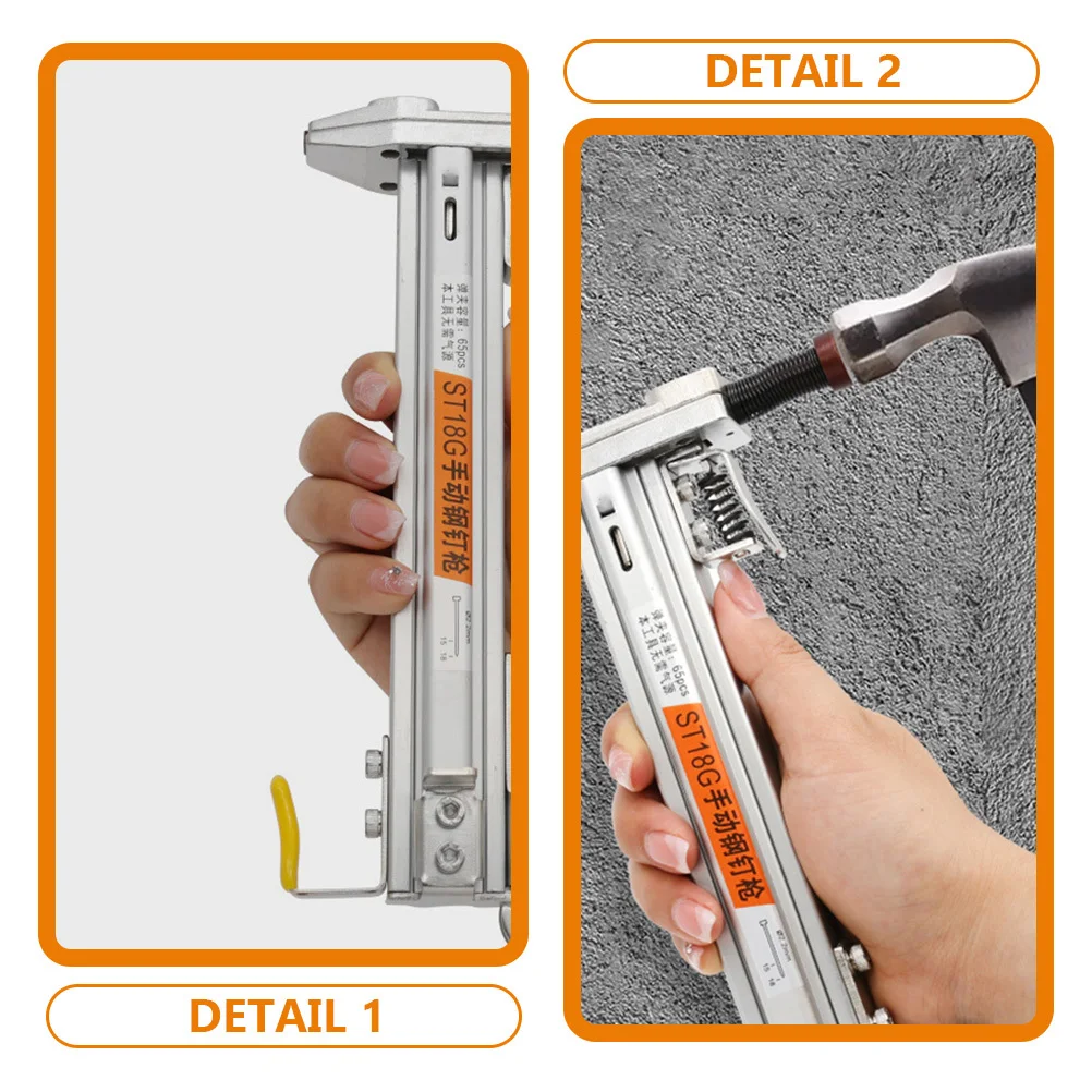 

Nail Fastening Tool Manual Metal Nailer Tool Non Slip Handle Multipurpose Portable Nail Gun for Woodworking Cement Wall