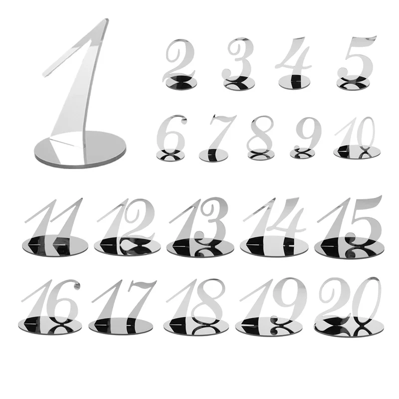 seat sign Table Numbers Wedding Table Numbers Acrylic Table Numbers for Wedding Table Numbers Stands for Wedding (Silver)