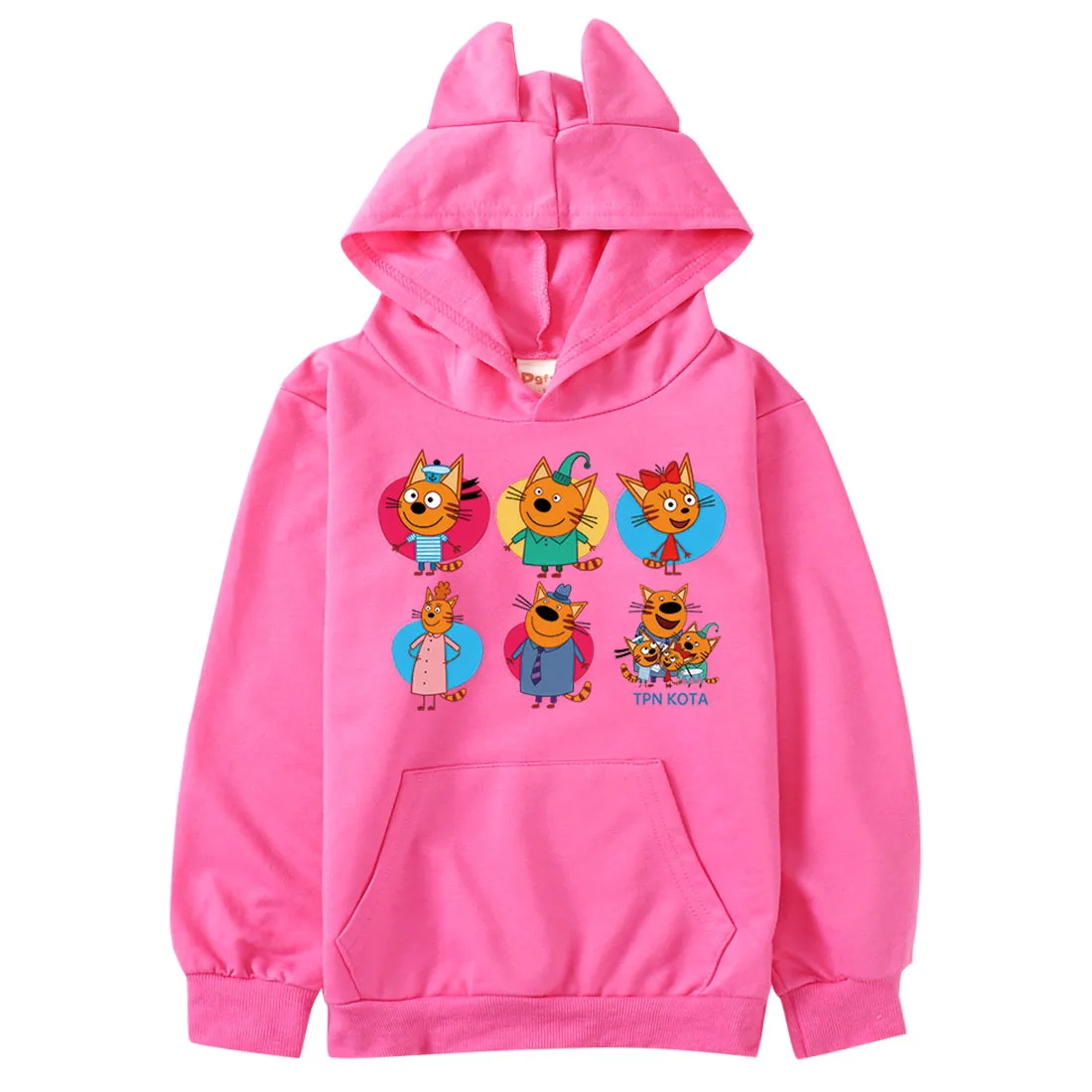 Anime Kid E Cats Hoodie Kids Russian Три Кота My Family Three Happy Cats Clothes Baby Girls Hooded Sweatshirts Boys Outerwear