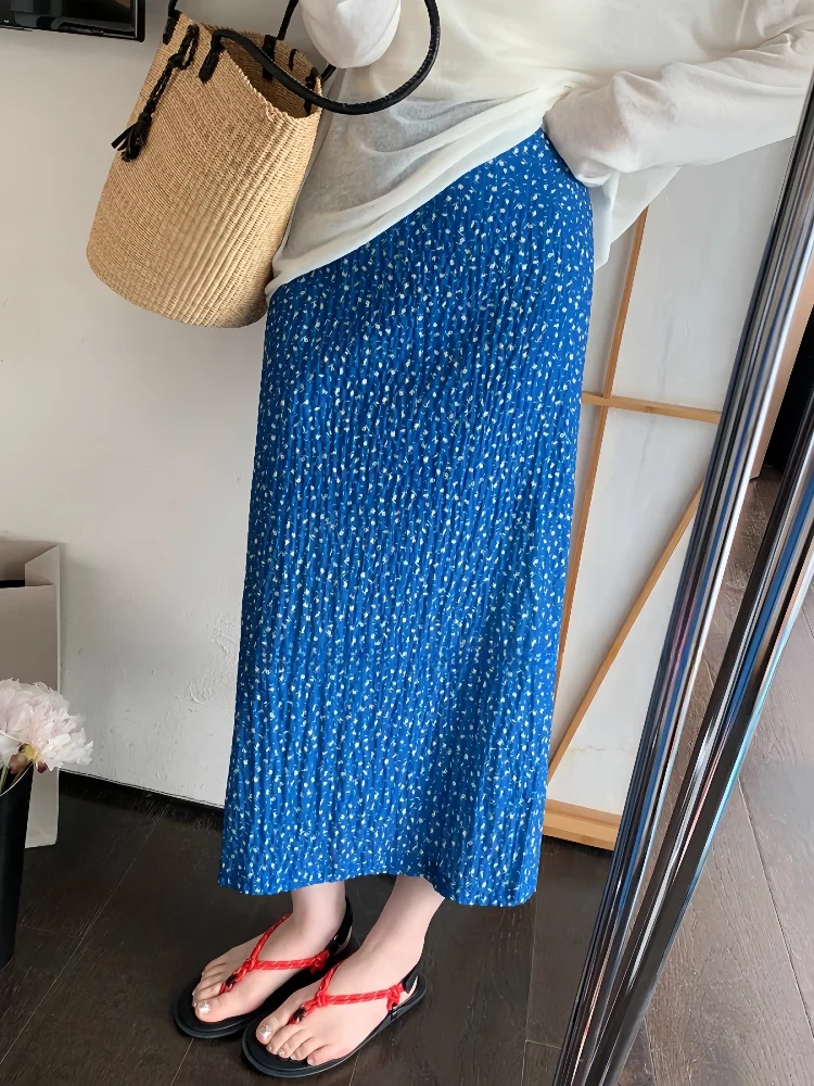 

Romantic Floral ter Ne Midi Dr Women's Spring New Versatile Texture Dra Wrap Body Mid-Length Skirt for Vaion