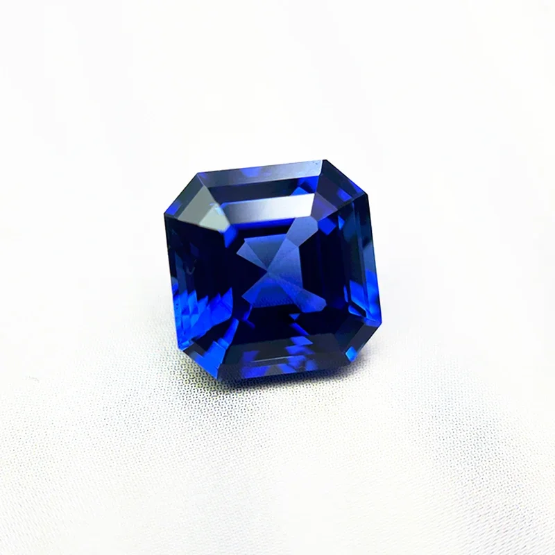 Lab Grown Sapphire Small Size Asscher Shape Royal Blue Color VVS1 Quality Pendant Gemstone for DIY Jewelry Making No Certificate