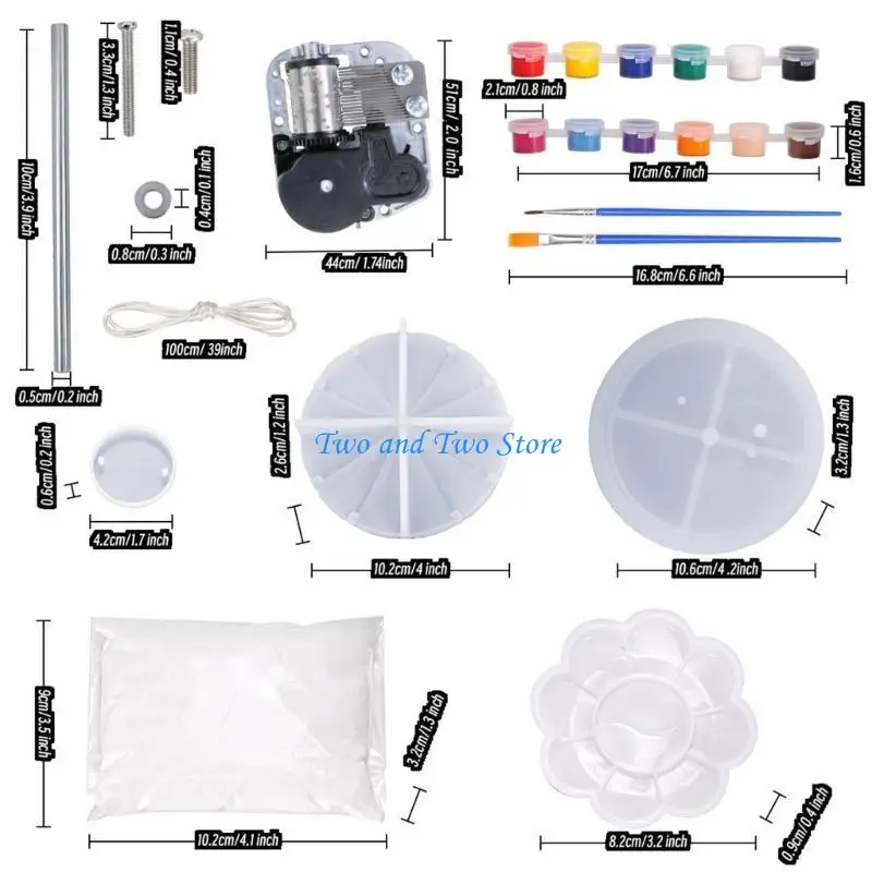 HX6F DIY Silicone Mold Rotatable Music-Box Carousel Ornament Making Moulds Set