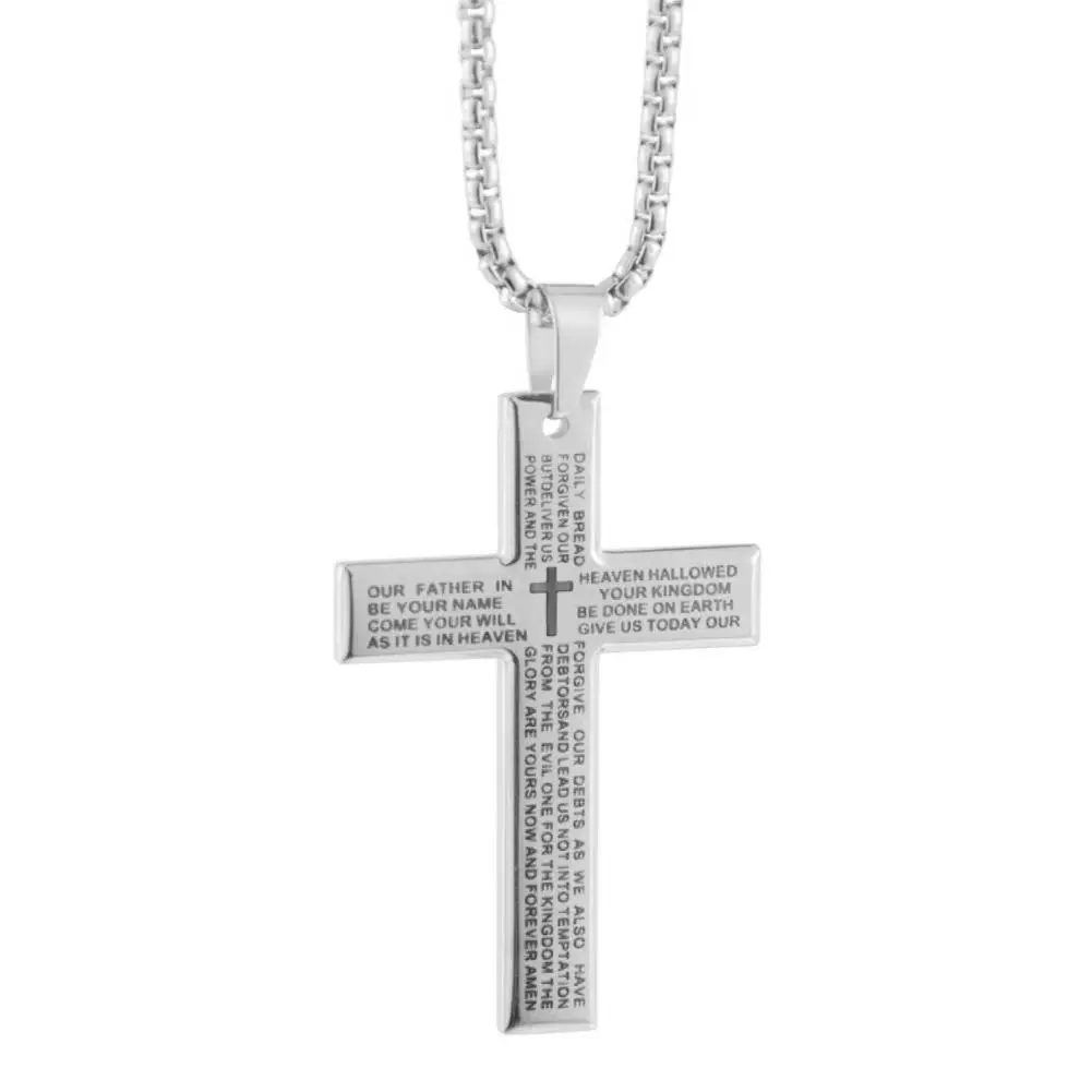 1/3 stücke Christian Bibel Kreuz Kette Halskette Stahl Großen Anhänger Halskette männer Religiöse Gebet Schmuck Corrente Masculina 2026 – Detail 3
