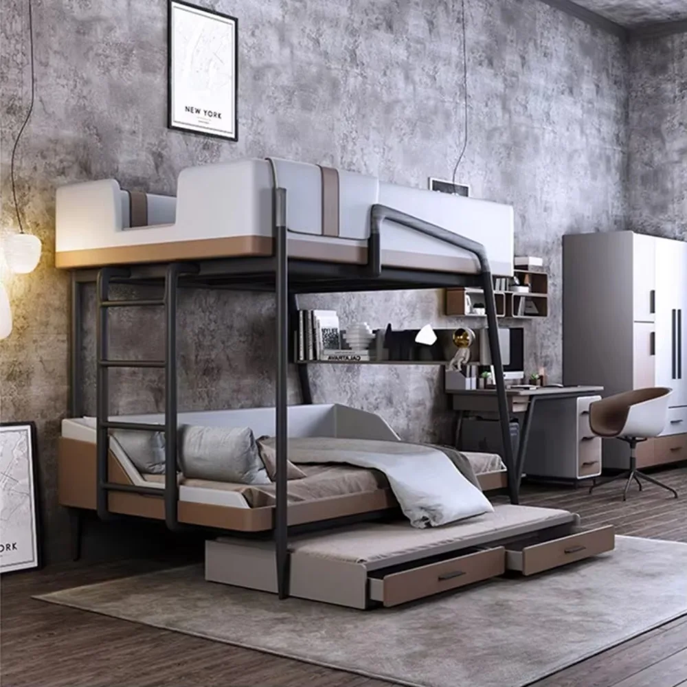 طفل الفراش MDF مجلس خشبي أطفال الأطفال الملك الحجم الملكة منجد سرير بطابقين إطار أثاث غرفة نوم مجموعة مع التخزين