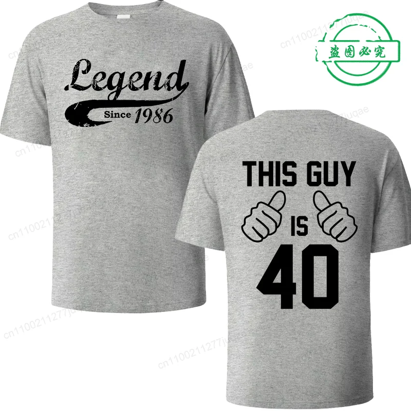 Summer Casual Men's 40th Birthday Gift 40 Years Old T-shirt Legend Since 1986 Printed T-shirt Casual for Men T Shirt Tees Top