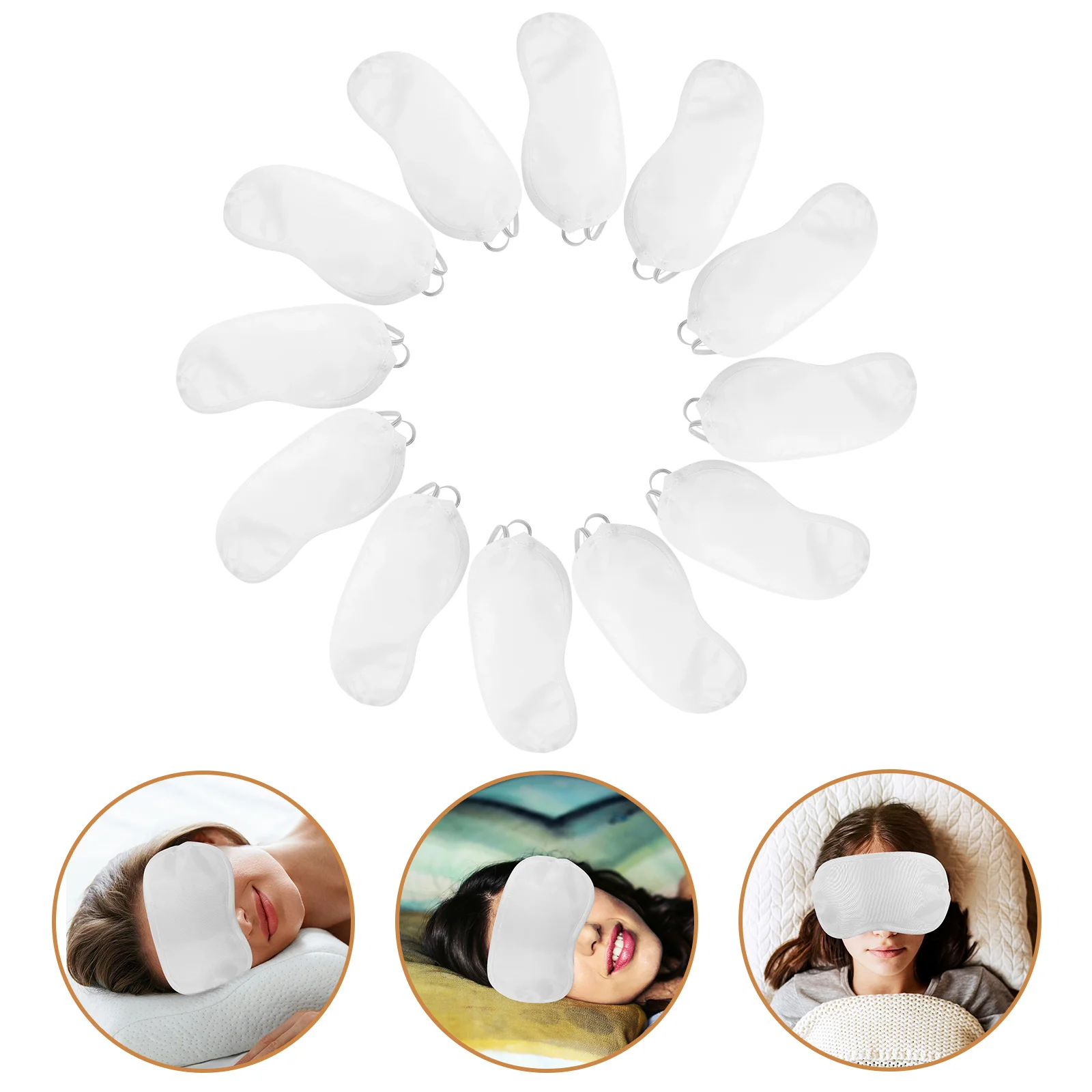 12 Pcs Silk Eye Cover Mask Disposable Eyeshadow Blank Covers Sleeping Shades White Polyester Travel