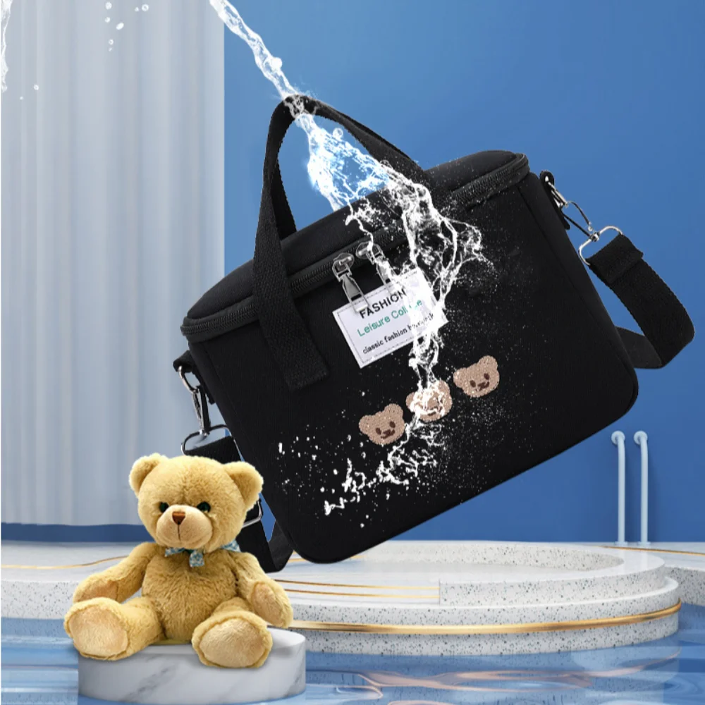 Portable Large Capacity Lunch Bag Oxford Waterproof Mommy Bag Cute Bear Picnic Dinner Container