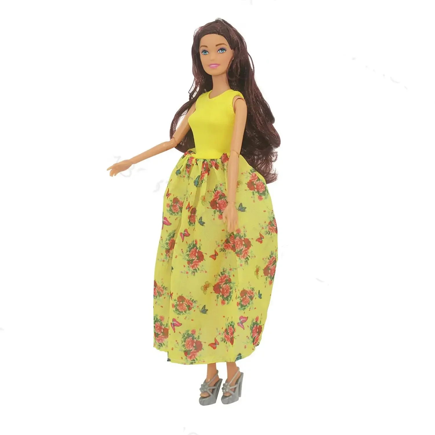 Fashion 30cm Doll Clothes For Barbie Dress Floral Evening Gown For Barbie Dolls Outfits 1/6 Dollhouse Accessories Playhouse Toys