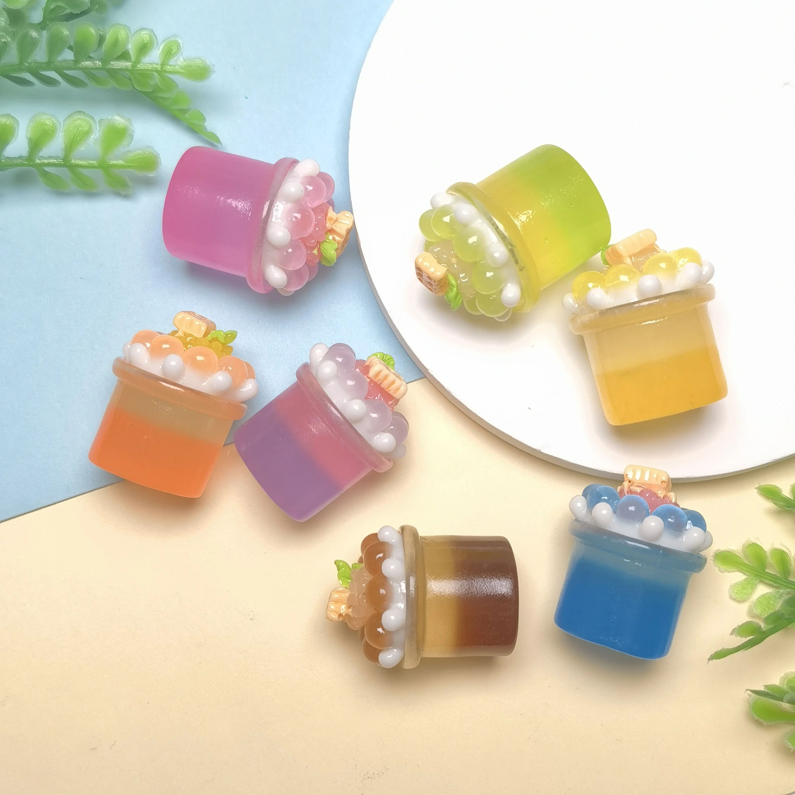 Luminous Fruit Cream Cake DIY Ornaments Simulation Cake Strawberry Blueberry Biscuits Dessert Doll House Decorations