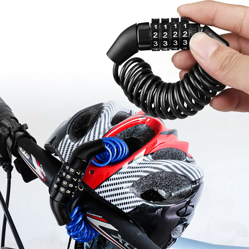 

Anti-theft Bicycle Lock 4 Digit Password Mini Helmet Bag Lock for Motorcycle Bicycle Scooter Cycling Cable Lock Moto Accesorios