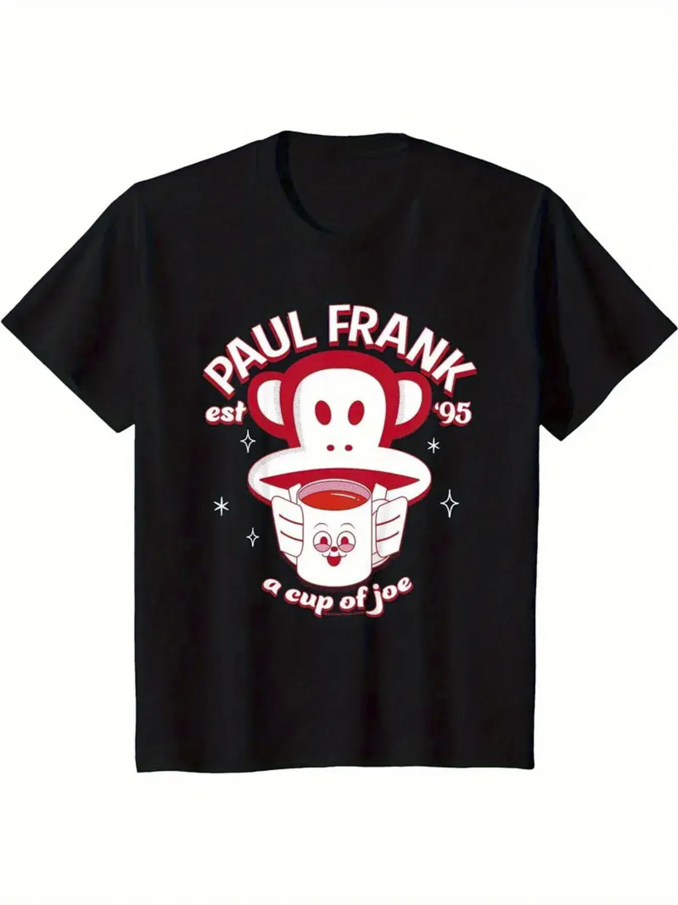 

Футболка с графическим рисунком Paul Frank 'est 95' A Cup of Joe, повседневная футболка из 100% хлопка с круглым вырезом и надписью «Причудливая звезда обезьян»