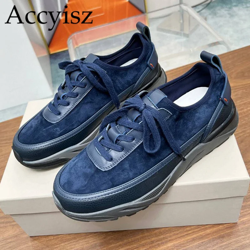 

Spring Autumn Mixed Color Lace Up Flat Shoes Men's Patchwork Breathable Sneakers Thick Sole Casual Shoes Non-slip Running Shoes