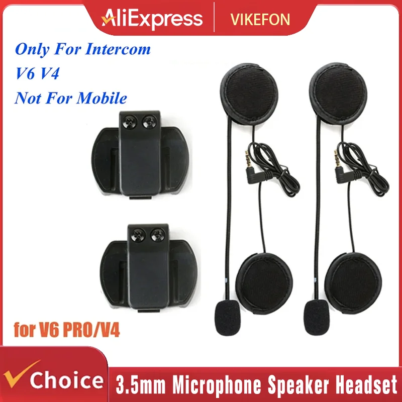 

Accessory for V6 PRO Helmet Intercom Clip 3.5mm Microphone Speaker Headset for V4 Motorcycle Interphone ENC Noise Cancelling