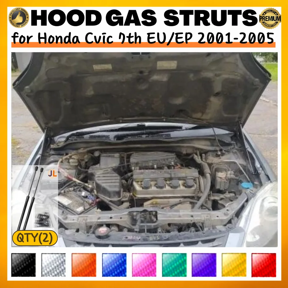 

Qty(2) Стойки капота для Honda Cvic 7th EU/EP Hatchback 2001-2005 гг. Передний капот Модифицированные газовые пружины Амортизатор Подъемные опоры