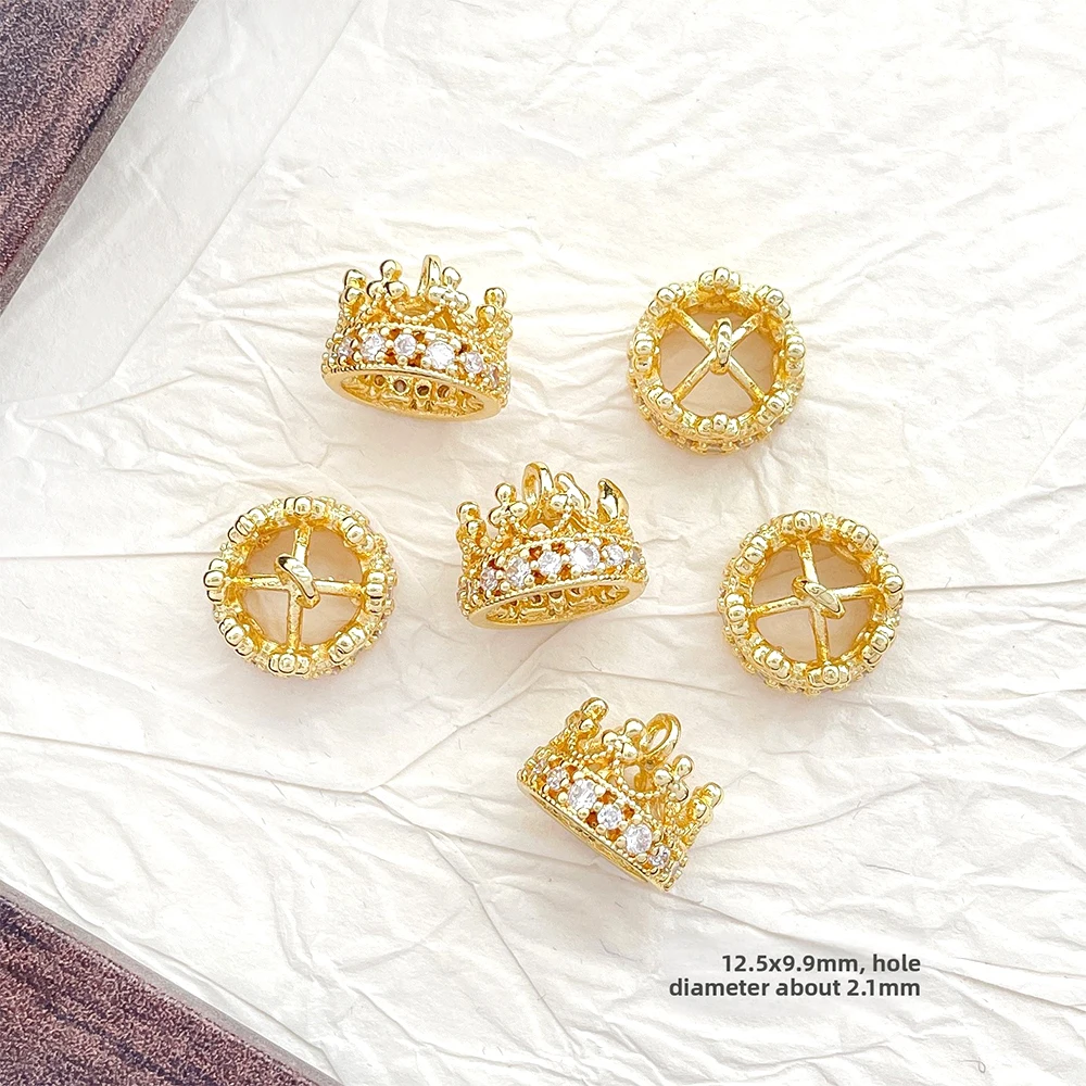 4 PCS Zircon Inlay Retro Hollow Crown Pendant DIY Jewelry Making Necklace, Bracelet, Clothing Baroque Doll Accessory Materials