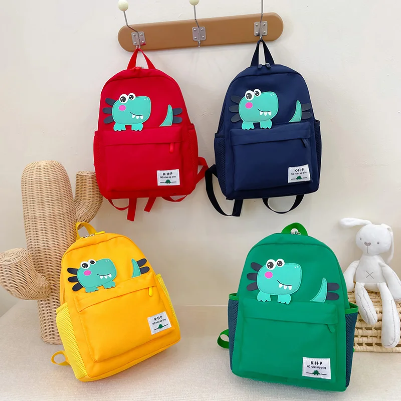 Simple Children Backpacks Cartoon Dinosaur Prints Kindergarten School Bag Boys Girls Light Schoolbag Trendy Kids School Backpack