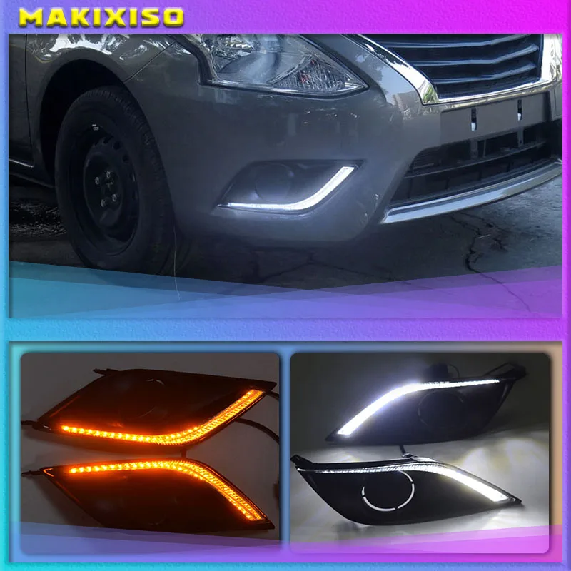 

For Nissan Almera Latio Sunny Versa 2014 2015 2016 2017 2018 LED DRL Daytime Running Lights Daylight Fog Head Lamp