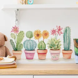 1pcs Cartoon Green Plant Cactus Home Bedroom Living Room Background Decoration Beautify Wall Paste Self-Adhesive