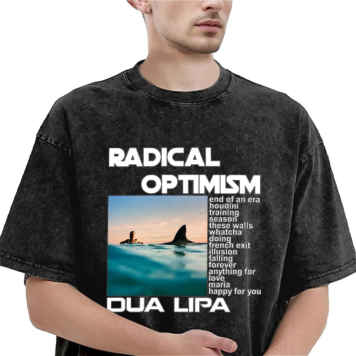 Man T-Shirt Radical Optimism Singer Dua-Lipaed 2024 New Album Washed T-Shirts Beach Tee Shirt Vintage Casual Clothing Gift