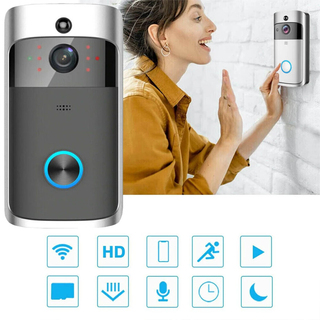 Video Doorbell Camera Smart Wireless WiFi Security Door Bell Visual 720P HD Remote Home Monitor Night Vision Intercom Door Phone