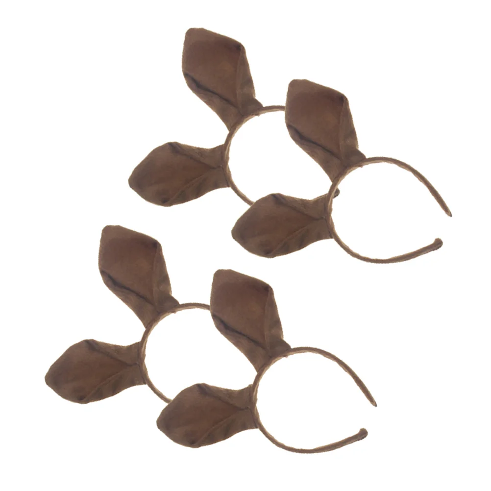 

4pcs Plush Kangaroo Ear Headbands Cosplay Costume Headbands Halloween Party Supplies (Brown) Plush Headband