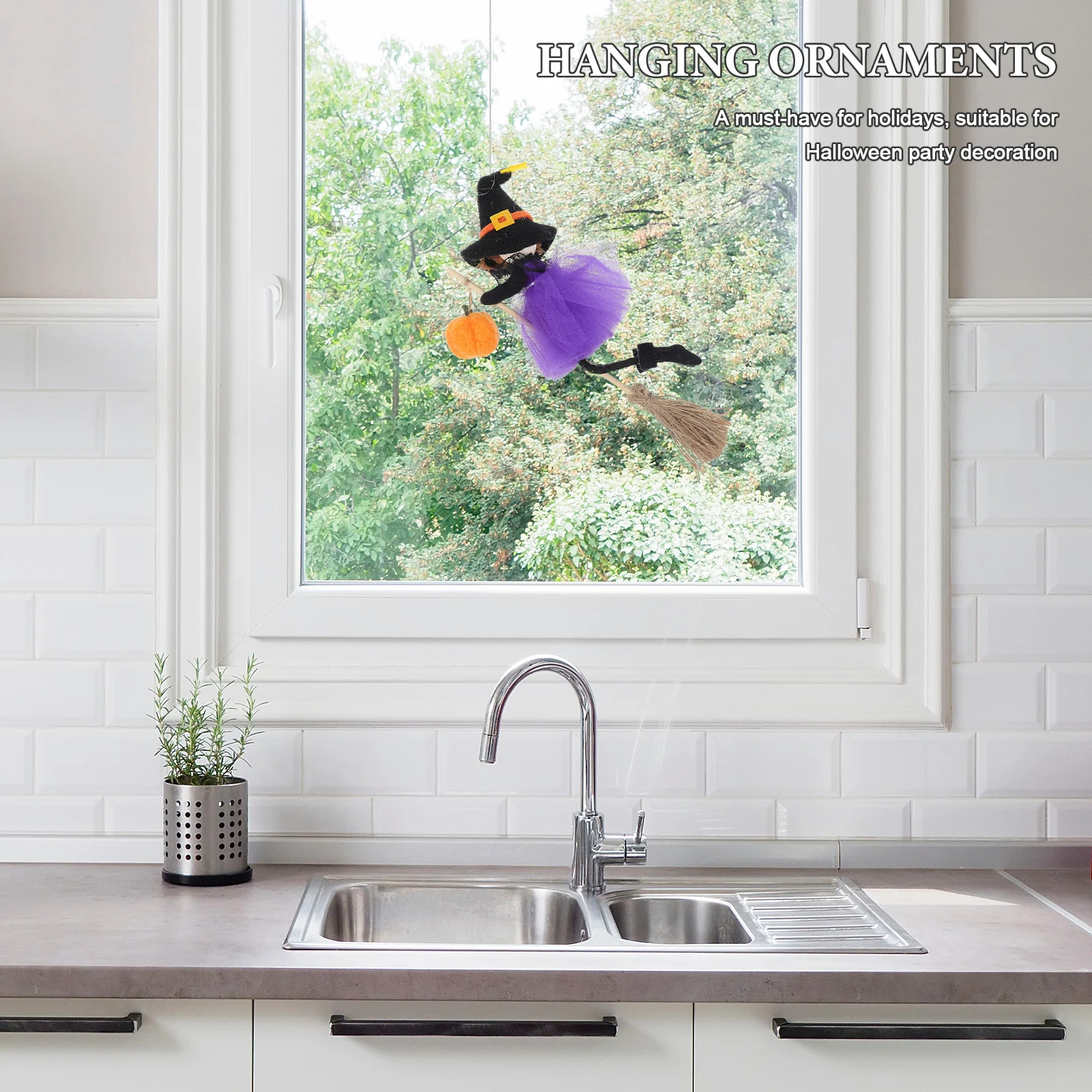 

Halloween Pumpkin Angel Girl Hanging Decoration Fabric Wood Material Space Saving Indoor Outdoor Halloween Witch Hanging
