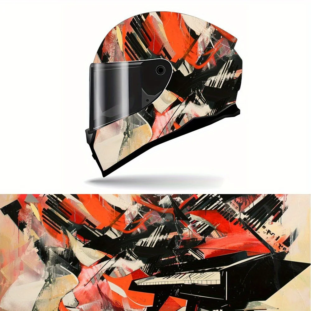 

Full Face Abstract Piano Art pattern Helmet Decals - Durable and Waterproof PVC, self-adhesive Motorcycle Racing Helmet Aestheti