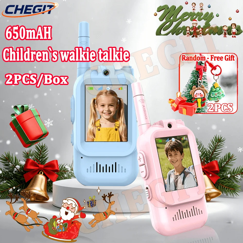 2-дюймовый HD-экран, детская видео рация, USB-C, перезаряжаемые голосовые шрифты, вызов в один клик, мультяшный домофон, Рождественский подарок для детей
