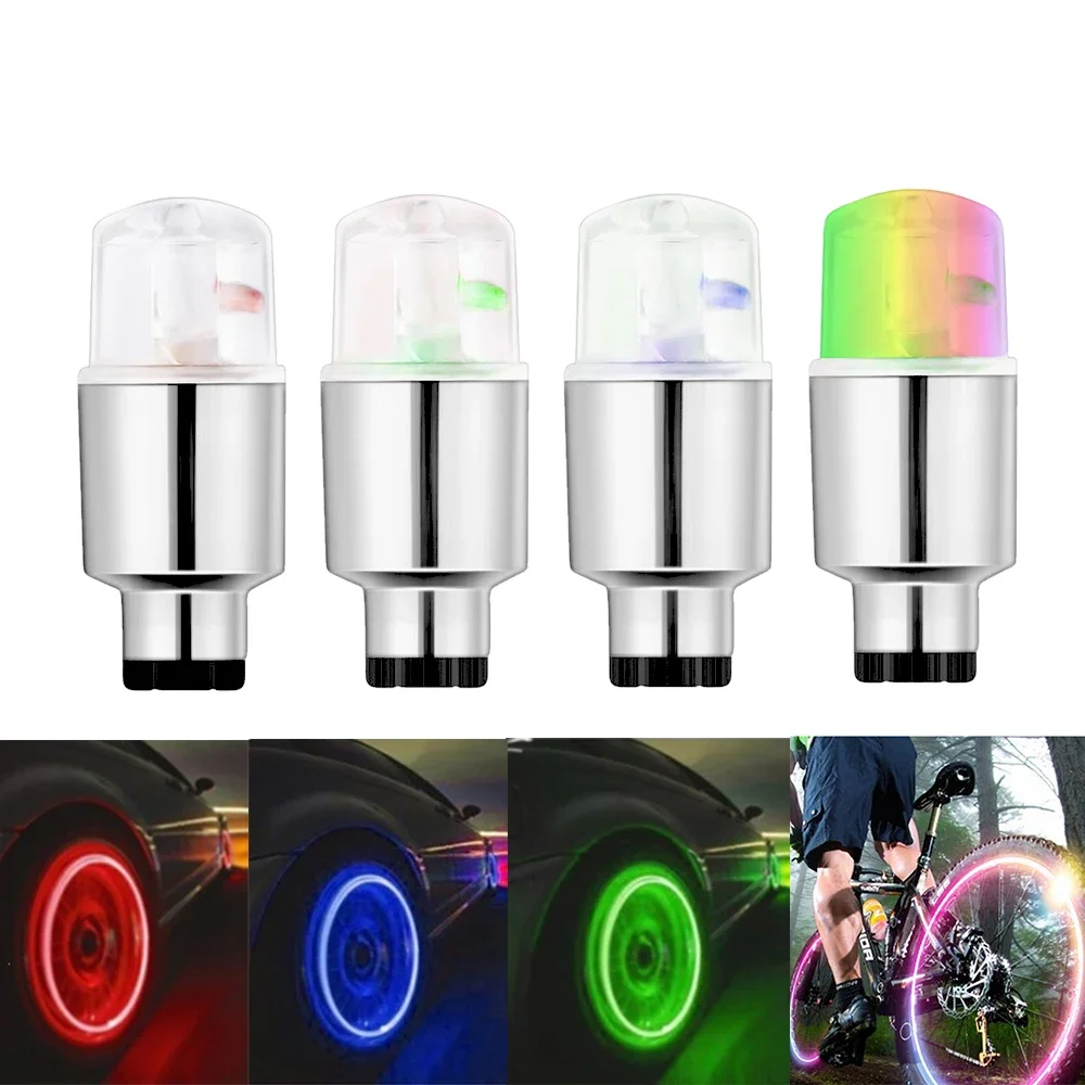 2pcs Car Light Caps Accessories Bike Lamp Tire Spoke Interior Tyre Led LED Auto Dust Proof Valve Flash Neon Stems 4kinds Colors