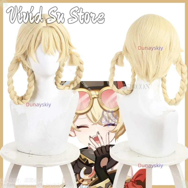 Jahoda تأثيري لعبة Genshin تأثير أنيمي كوسبريف كاواي ضفائر مزدوجة شعر مستعار مقاومة للحرارة الاصطناعية الشعر هالوين لعب الأدوار #2