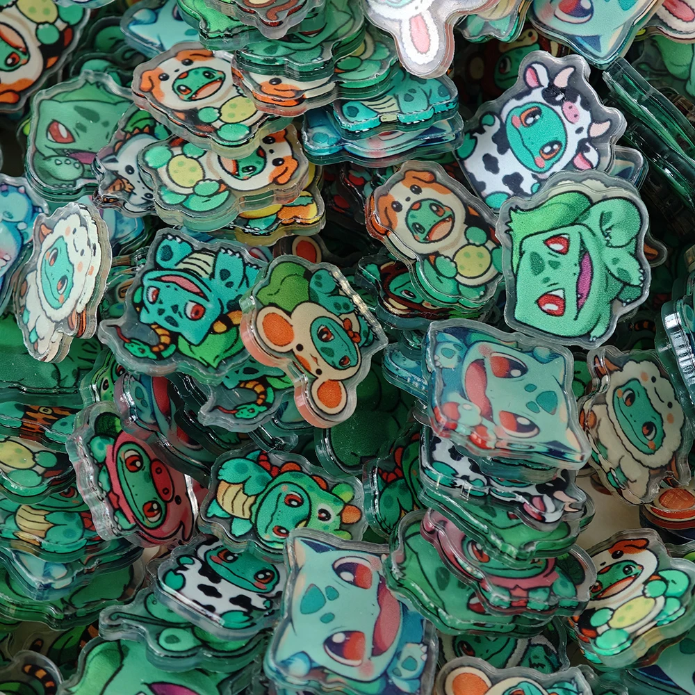 

50pcs/set Pokemon Cartoon DIY Accessories Bulbasaur laminating Acrylic Sheet Phone Case Pocket Monsters Patch Random Pattern