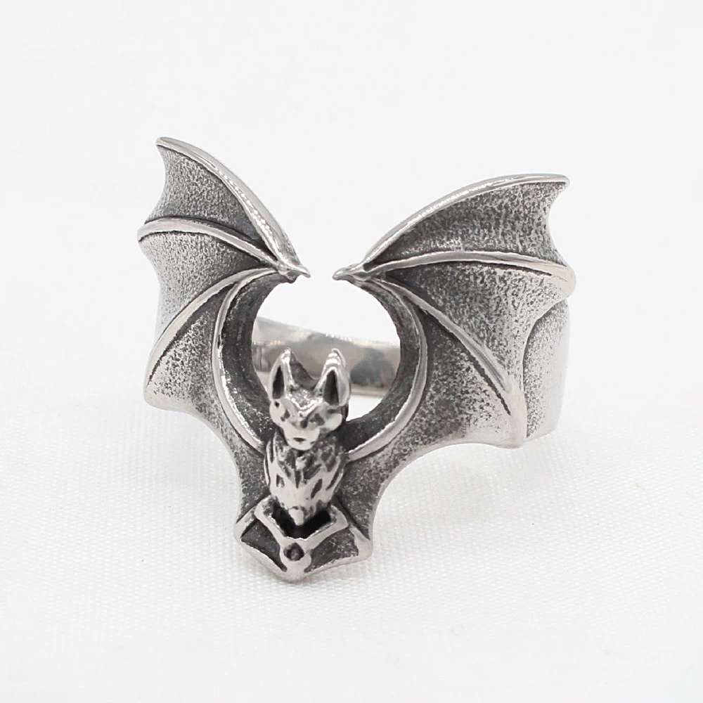 New Fashion Cute Bat Ring for Men Women 316L Stainless Steel Creative Animal Rings Vintage Party Amulet Jewelry Gift Wholesale