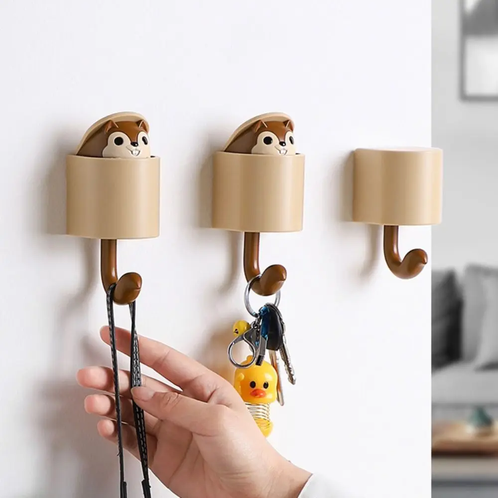 Gancho de almacenamiento de pared creativo, portallaves multifuncional portátil sin perforaciones, gancho decorativo de dibujos animados para Baño