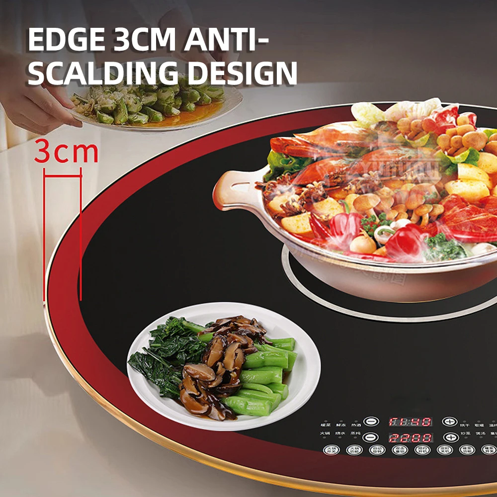 80cm Round Food Warming Plate Smart Induction Cooker Multi-function Dishes Warming Turntable