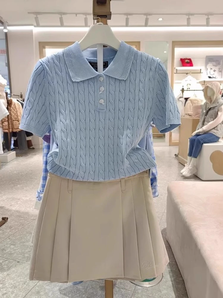 Coreano sle ne torcido malha camiseta feminina verão casual oulder comprimento ort sve emagrecimento topo ajuste confortável