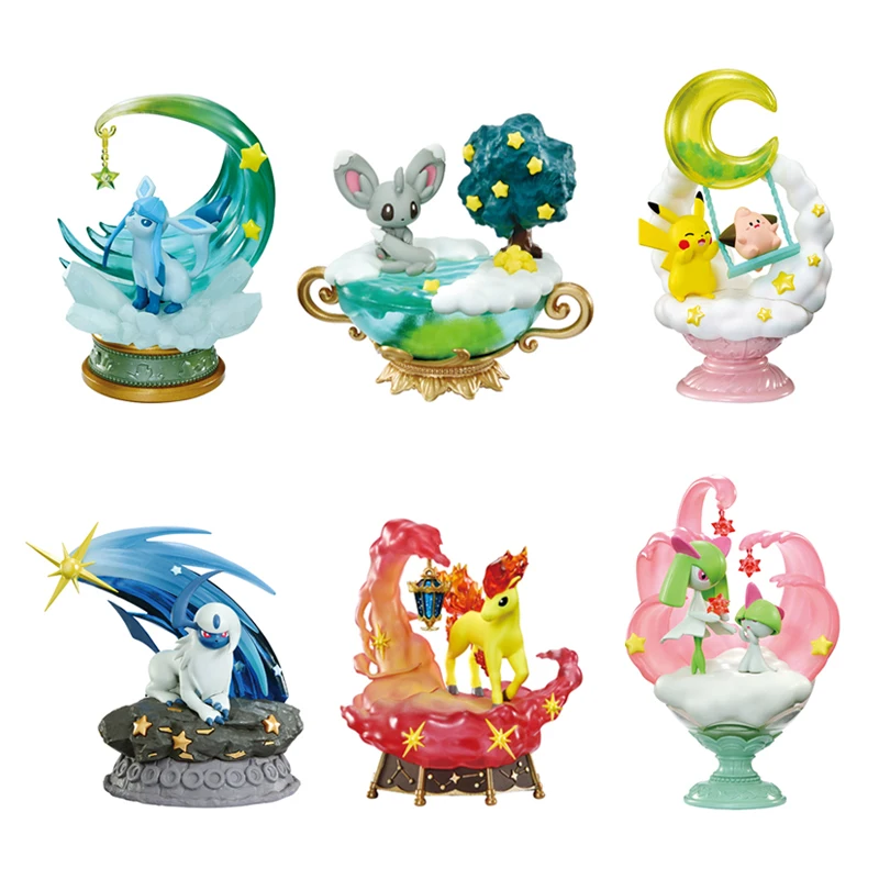 リーメントポケモンスタリウムシリーズ夢見る月明かりの夜アブソル-glaceon-minccino-ピカチュウ-クレッファ-kirlia-ralts-ポニータオリジナルおもちゃ