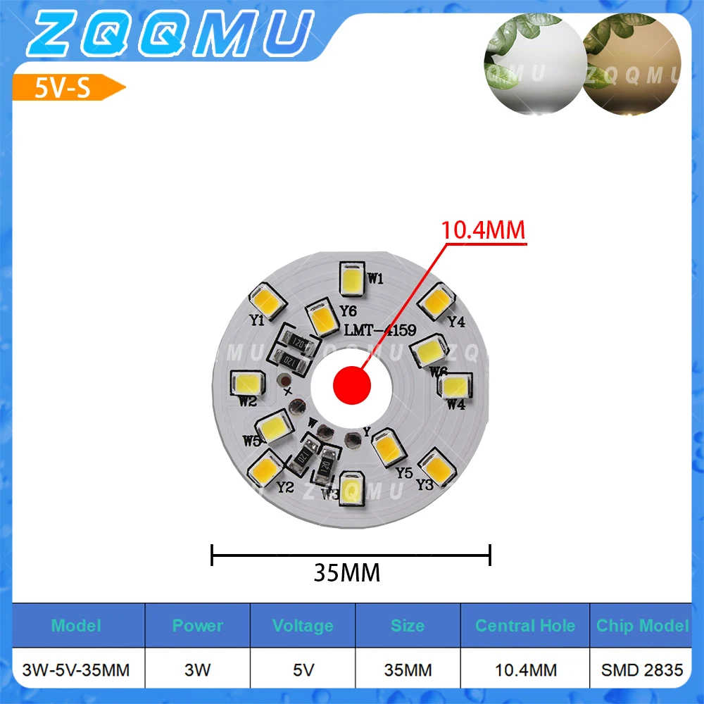 DC5V 3W 5W 3-Color Adjustable LED Light Panel, USB Desktop Dimmable Fill Lighting Chip, Atmosphere Decorative String Lamp