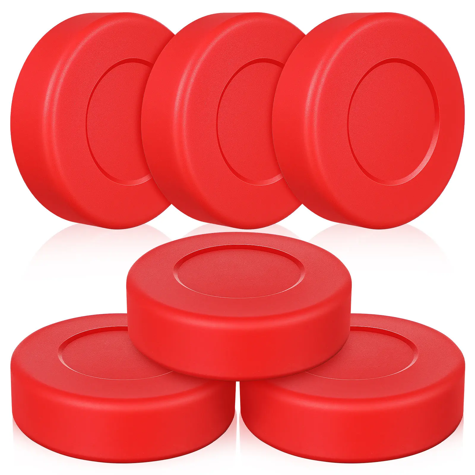 6Pcs Matte Finish PVC Hockey Puck for Street Hockey Training Bulk Pack with Storage Net Bag Medium Size for All Ages