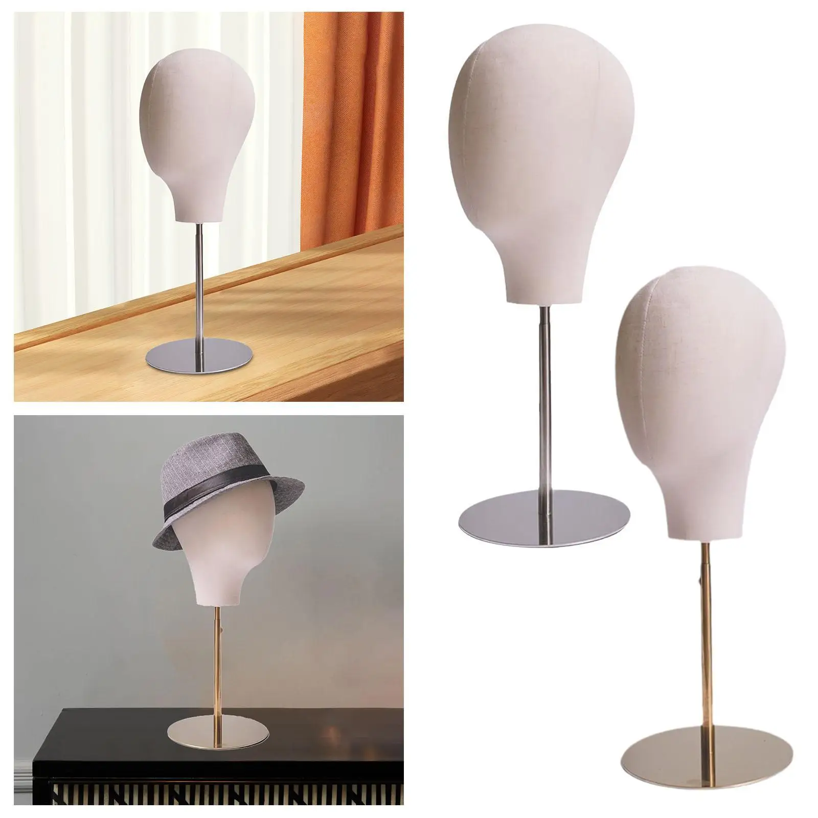 

Wig Head Stand with Stainless Steel Base Multipurpose Wig Stand Hat Holder