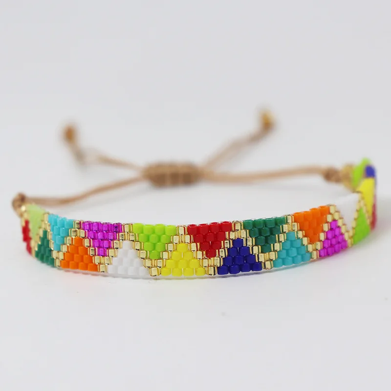 بوهو البوهيمي مثلث ميوكي الخرز سوار مُزين بالخرز قابل للتعديل حبل الإسورة أساور للنساء الرجال مجوهرات الصداقة #5