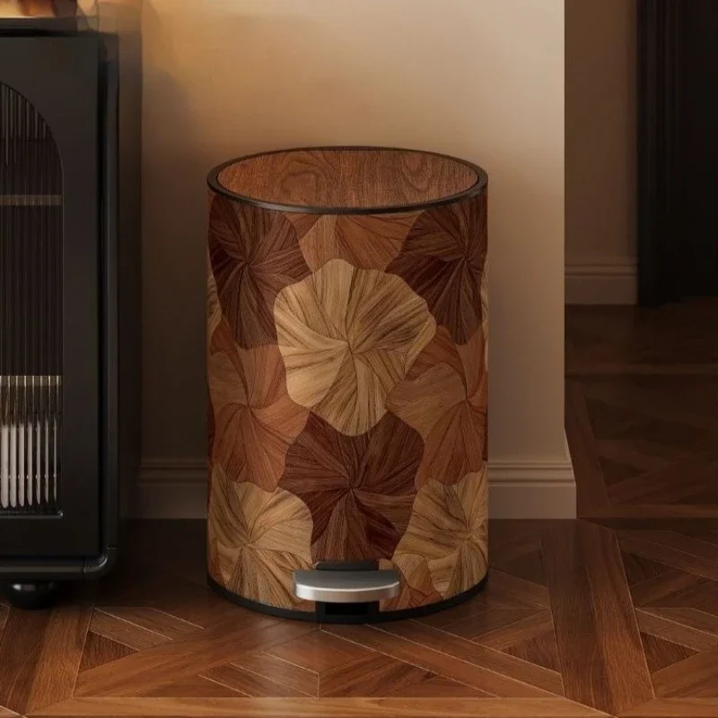 Large Capacity Waste Bins Thickened Metal Round Bucket Garbage Baskets Silent Luxury Home Litter Bins with Lid Double Trash Can