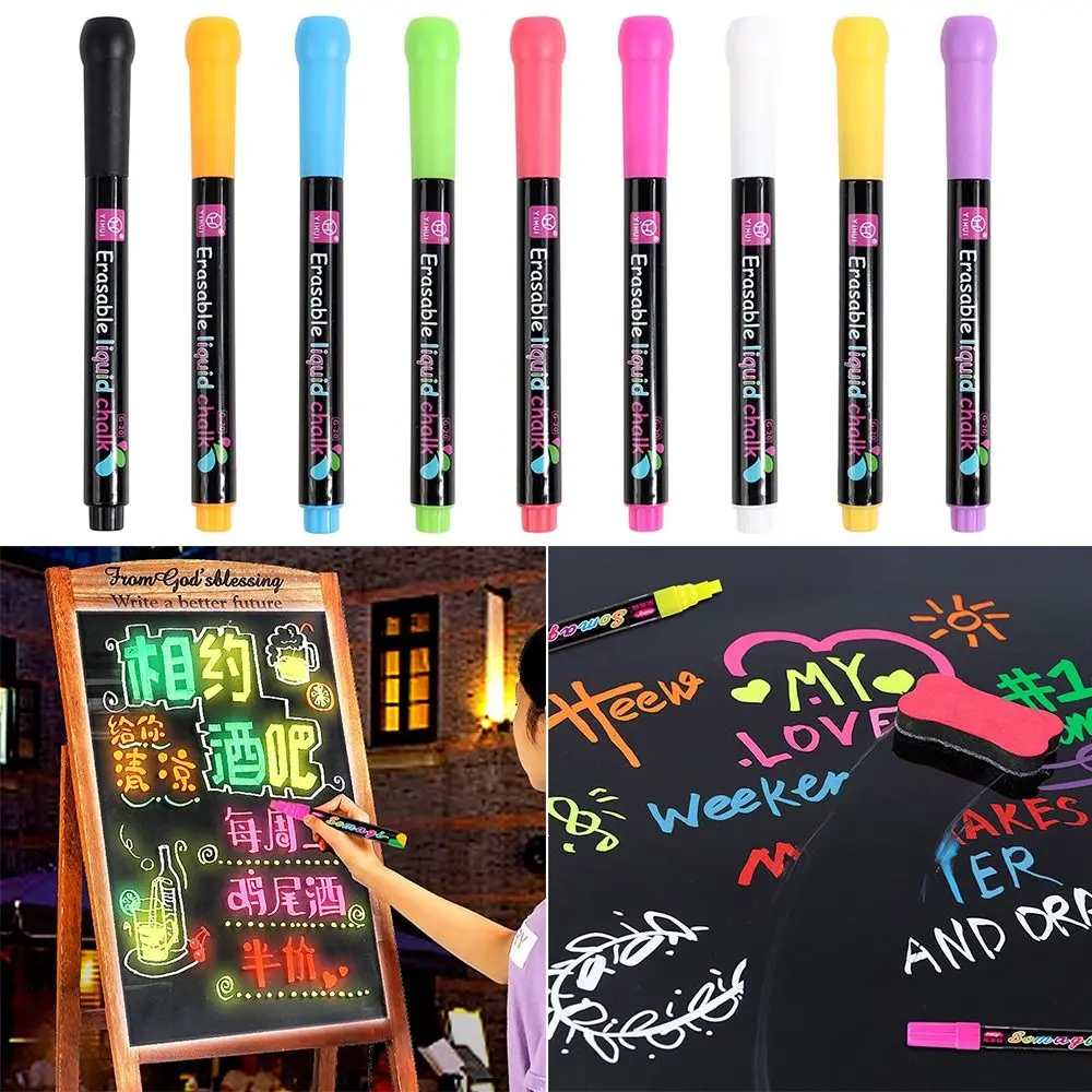 Dust Free Erasable Blackboard Graffiti Glass Window Painting Highlighters Liquid Chalk Pen Art Marker Pen Whiteboard Pen