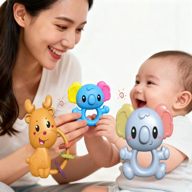 Juguetes coctelera para bebé, rompecabezas moribable, campanas calmantes para cama, ejercicio de educación temprana, materiales respetuosos con el medio ambiente