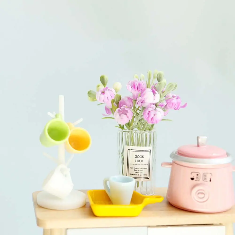 Vase à fleurs de jasmin, modèle artisanal, accessoires pour maison de poupée, Simulation de plantes en pot, décoration de maison de poupée